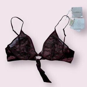 La Perla Burgundy Swarovski Crystal Sheer Bralette